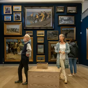 Two people at the Skagen Art Museum. Jutland, Denmark.