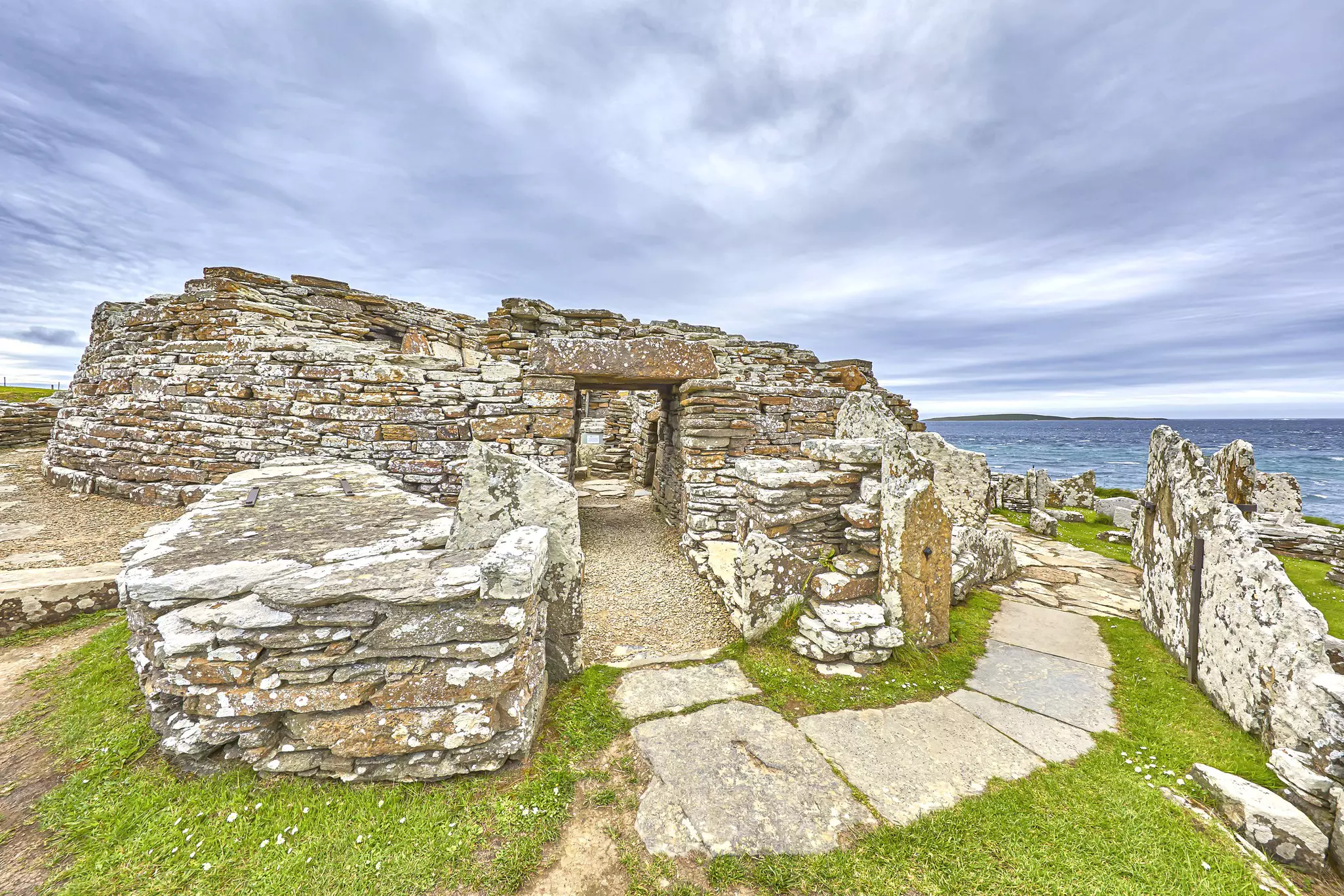The Broch of Gurness, an Iron Age tower in Orkney, Scotland.