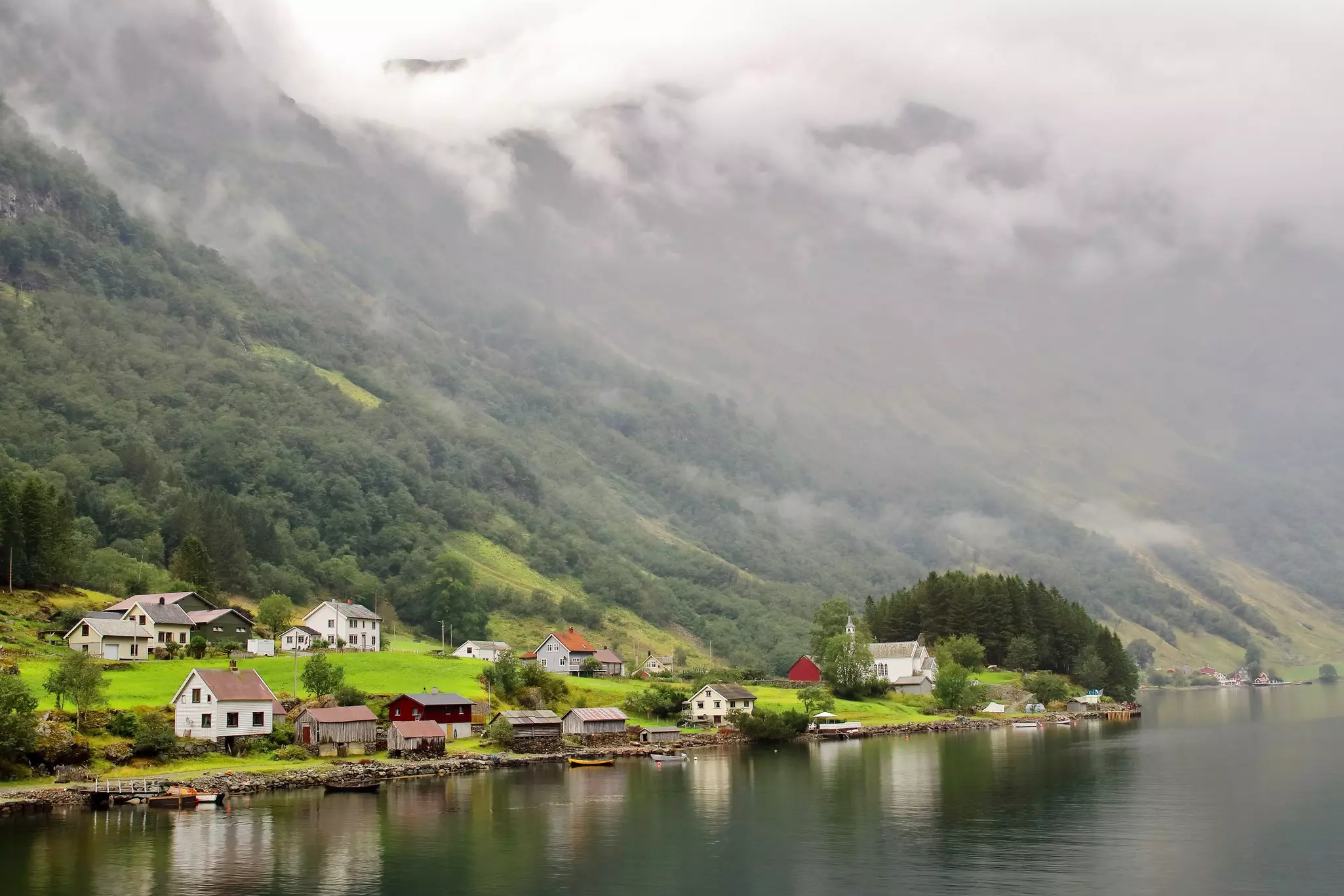A tiny village at the edge of a vast fjord