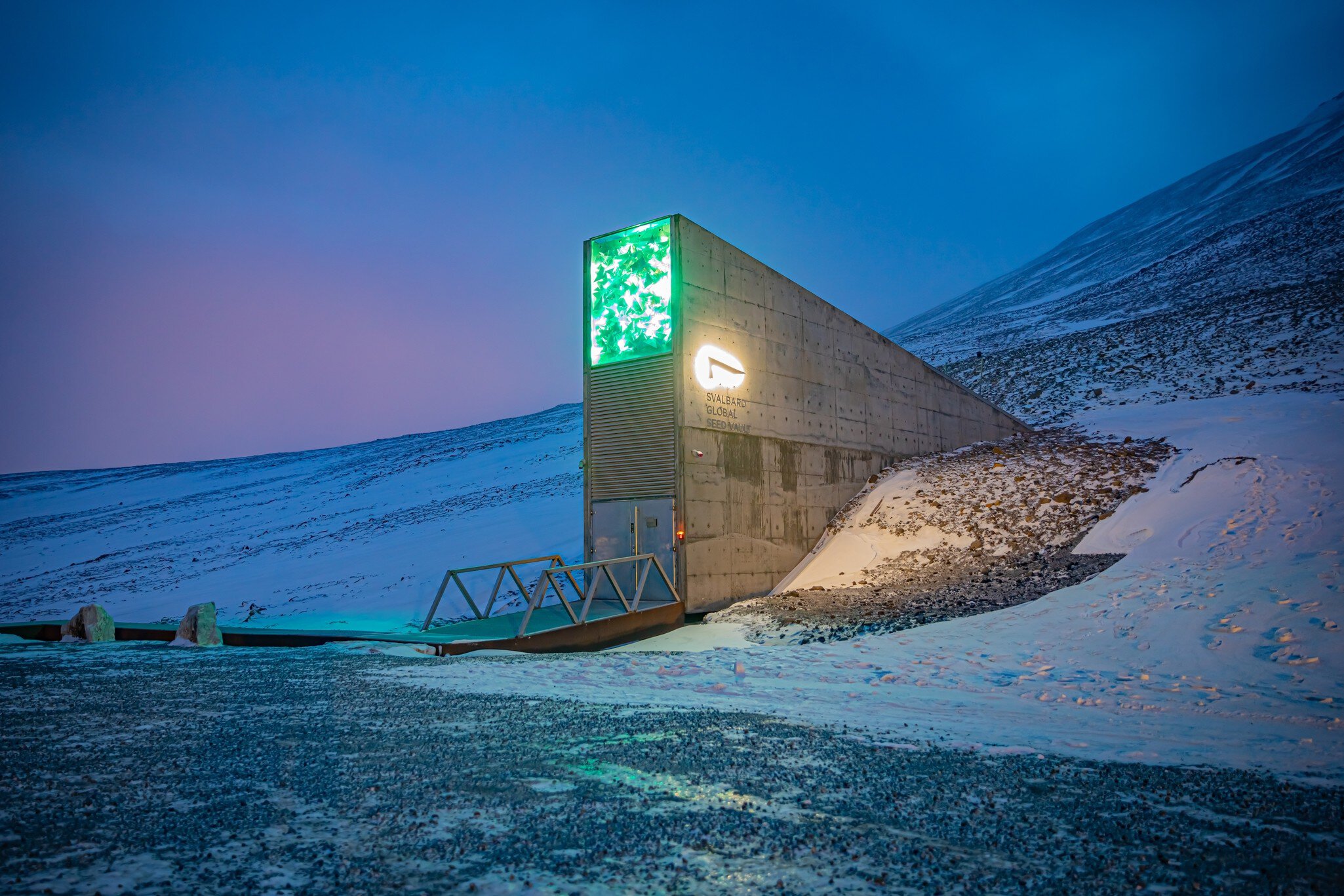 LONGYEARBYEN, SVALBARD, ARCTIC CIRCLE - NORWAY - NOVEMBER 18, 2021: Svalbard also known as Spitsbergen, or Spitzbergen, is a Norwegian archipelago in the Arctic Ocean. op Global Seed Vault; Shutterstock ID 2118503390; your: Kristen Parker; gl: 650...