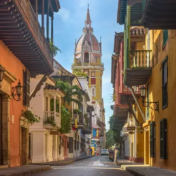 Cartagena de Indias; Colombia; 02 02 2025: The colonial urbanscape of the walled city against The Cathedral 'Santa Catalina de Alejandría' of Cartagena, Colombia, License Type: media, Download Time: 2026-03-04T14:25:23.000Z, User: LP_SWalker, Editorial: true, purchase_order: 65050 - Digital Destinations and Articles, job: Lonely Planet, client: WIP App Content, other: Sean Walker