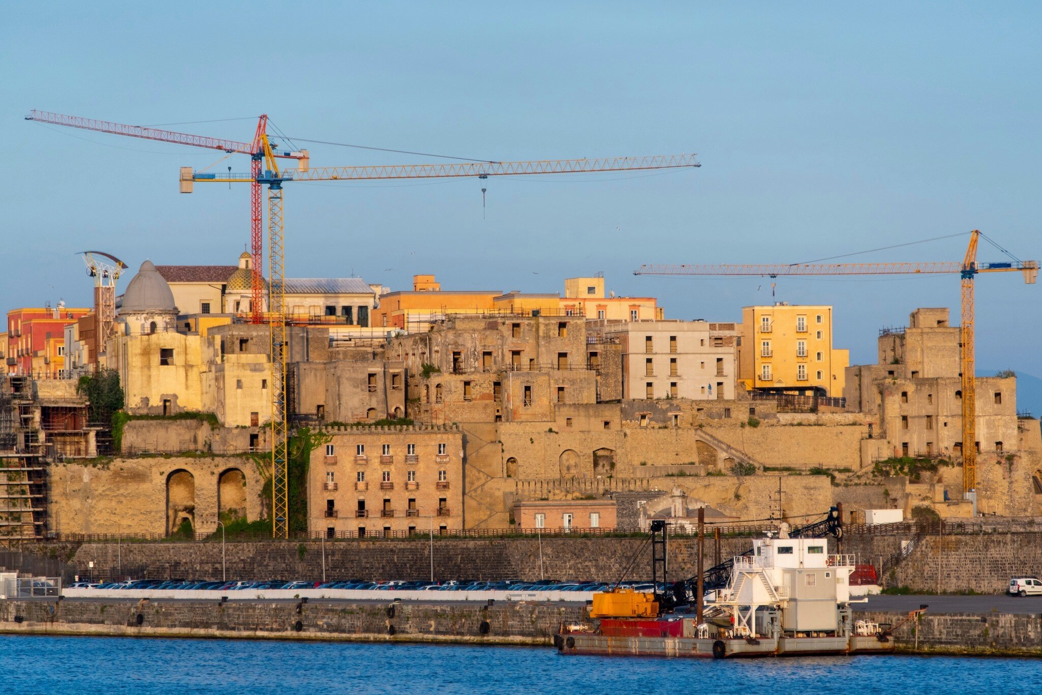 View of the Rione Terra – the historic quarter of Pozzuoli, a city near Naples, Italy – during sunset.