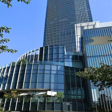 View of a commercial building in Midtown, Tokyo, Japan.