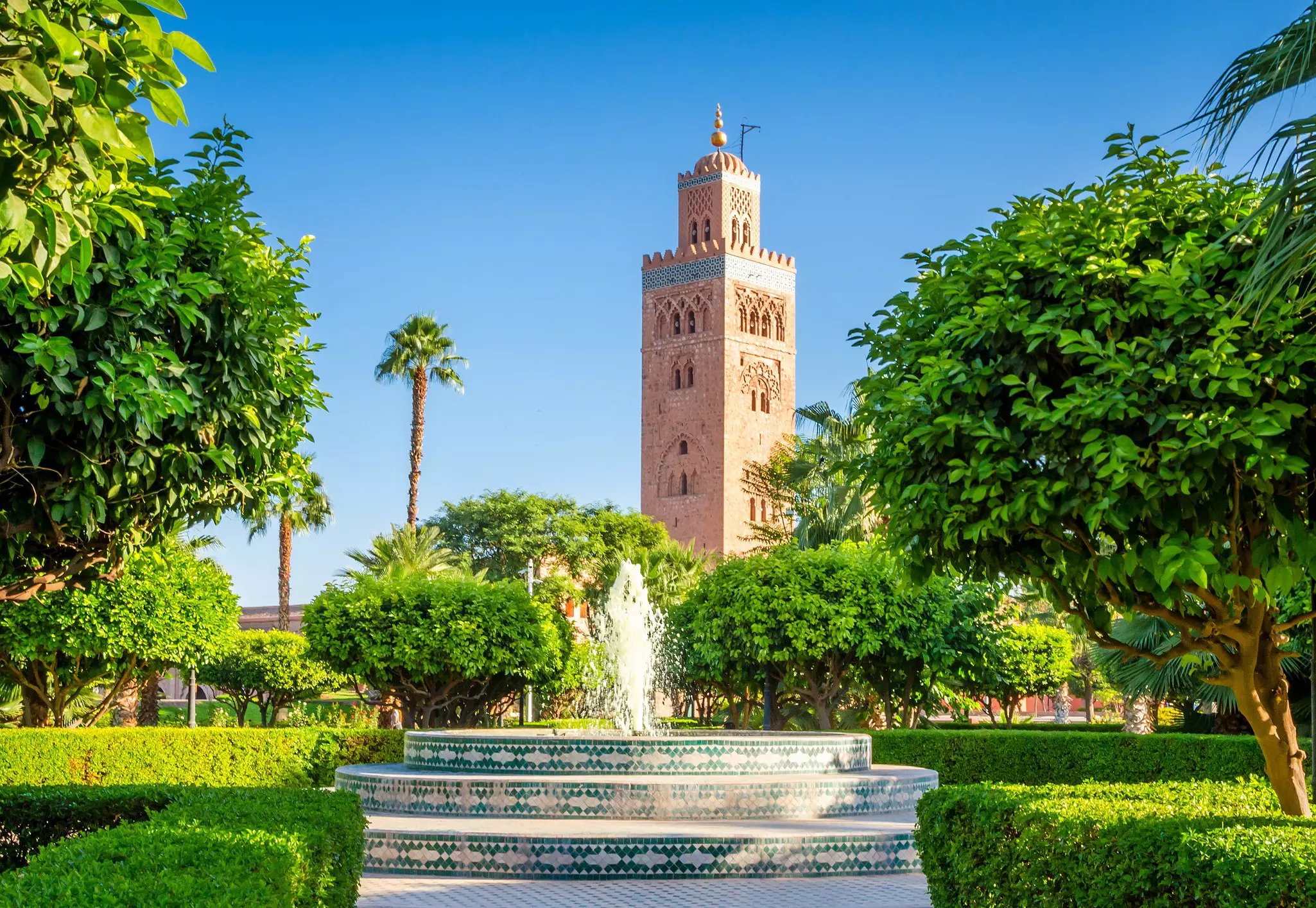 Families can relax in Marrakesh's parks and green spaces, including Koutoubia Gardens © Olena_Z / Getty Images