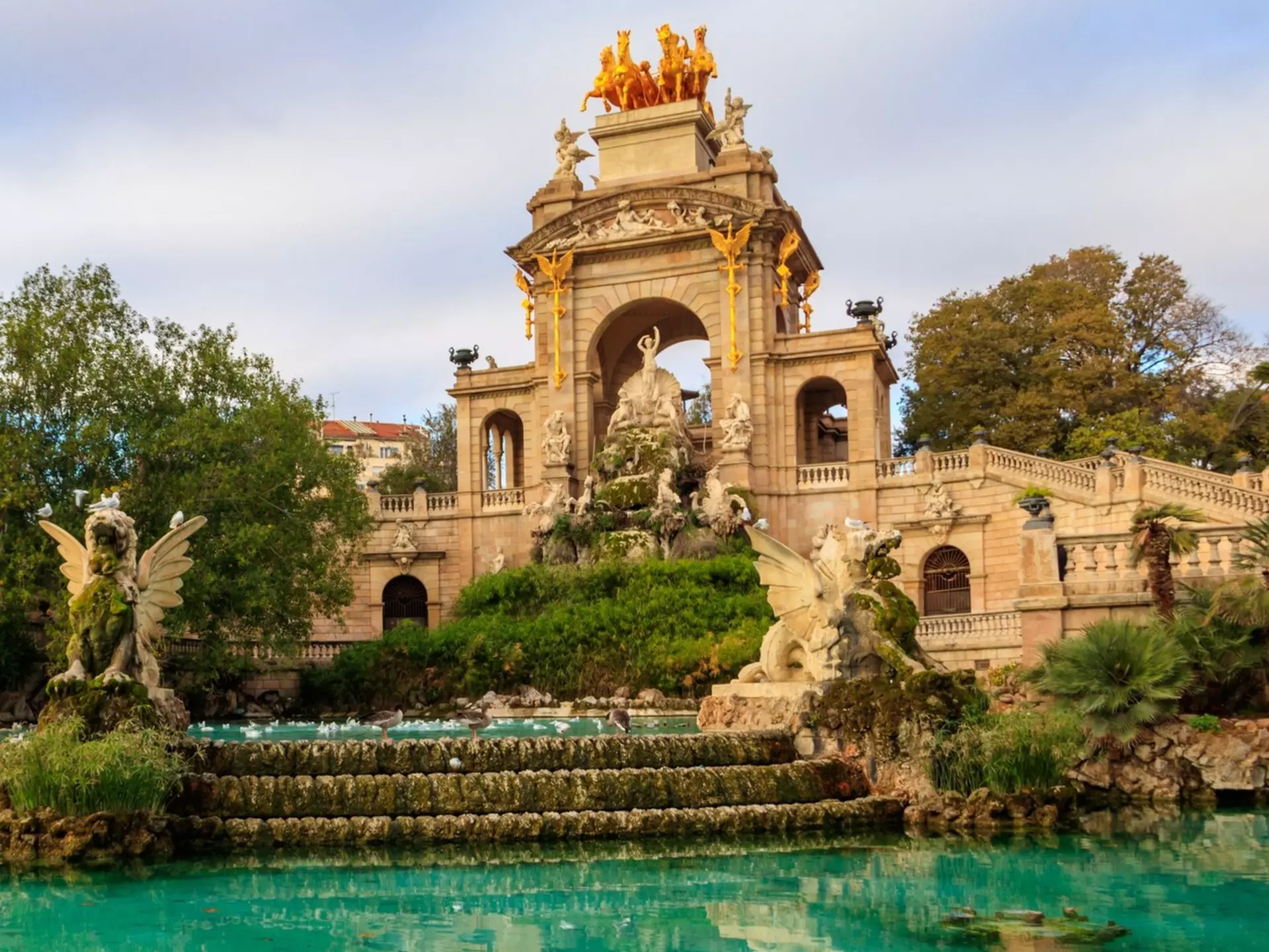 Cascada Monumental fountain in Ciutadella park in Barcelona, Spain
