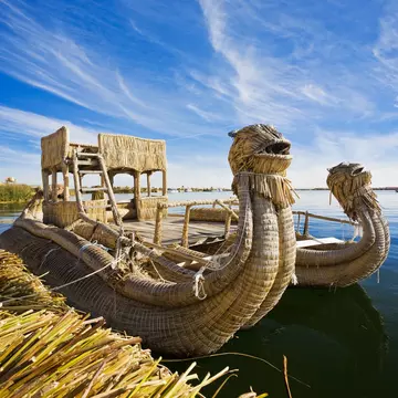 Reed boat on Lake Titicaca.