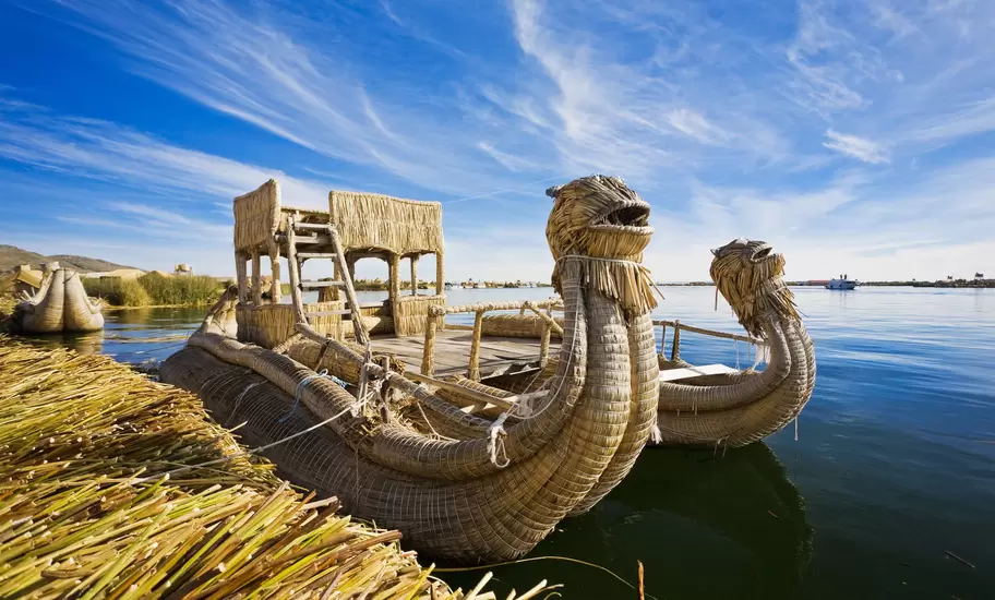 Reed boat on Lake Titicaca.