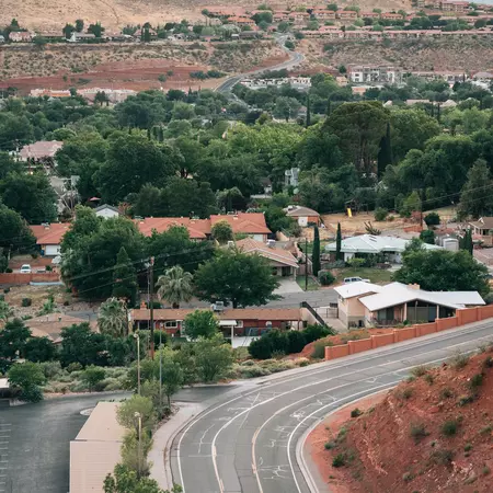 View from Pioneer Park at sunset in St George, Utah