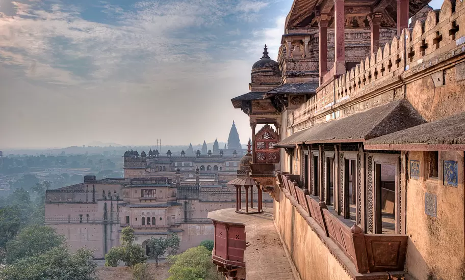 shutterstock_1266143704 Orchha Fort Rai Parveen Mahal ancient ruins and nature view in India.jpg