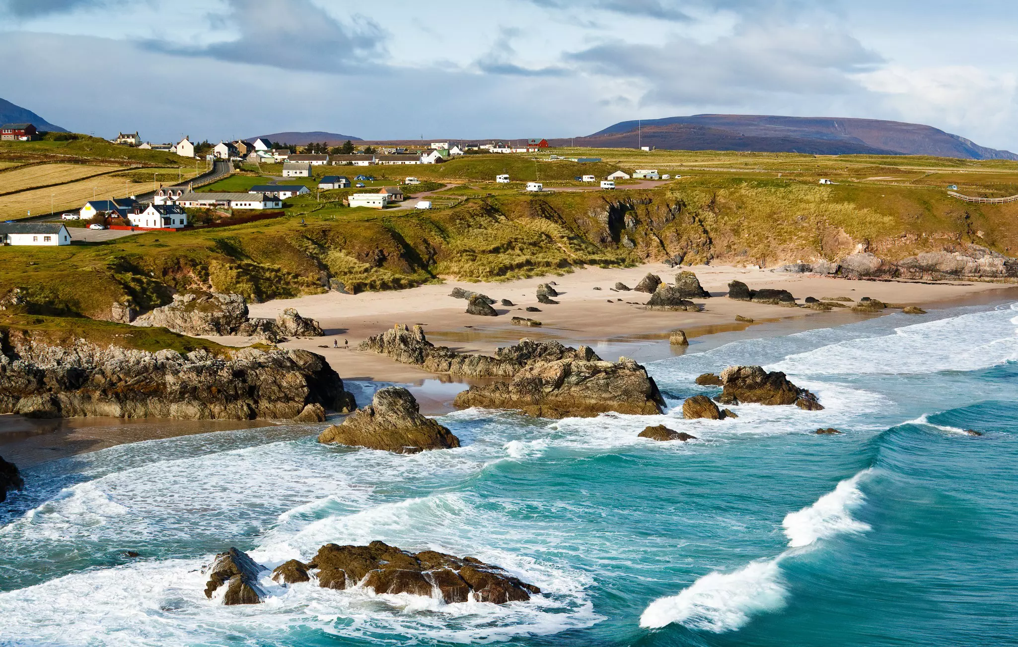 Sango Bay beach at Durness, one of Scotland's stunning North Atlantic beaches.