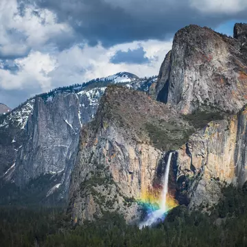 A rainbow just off Bridal Veil Falls in California's Yosemite National Park