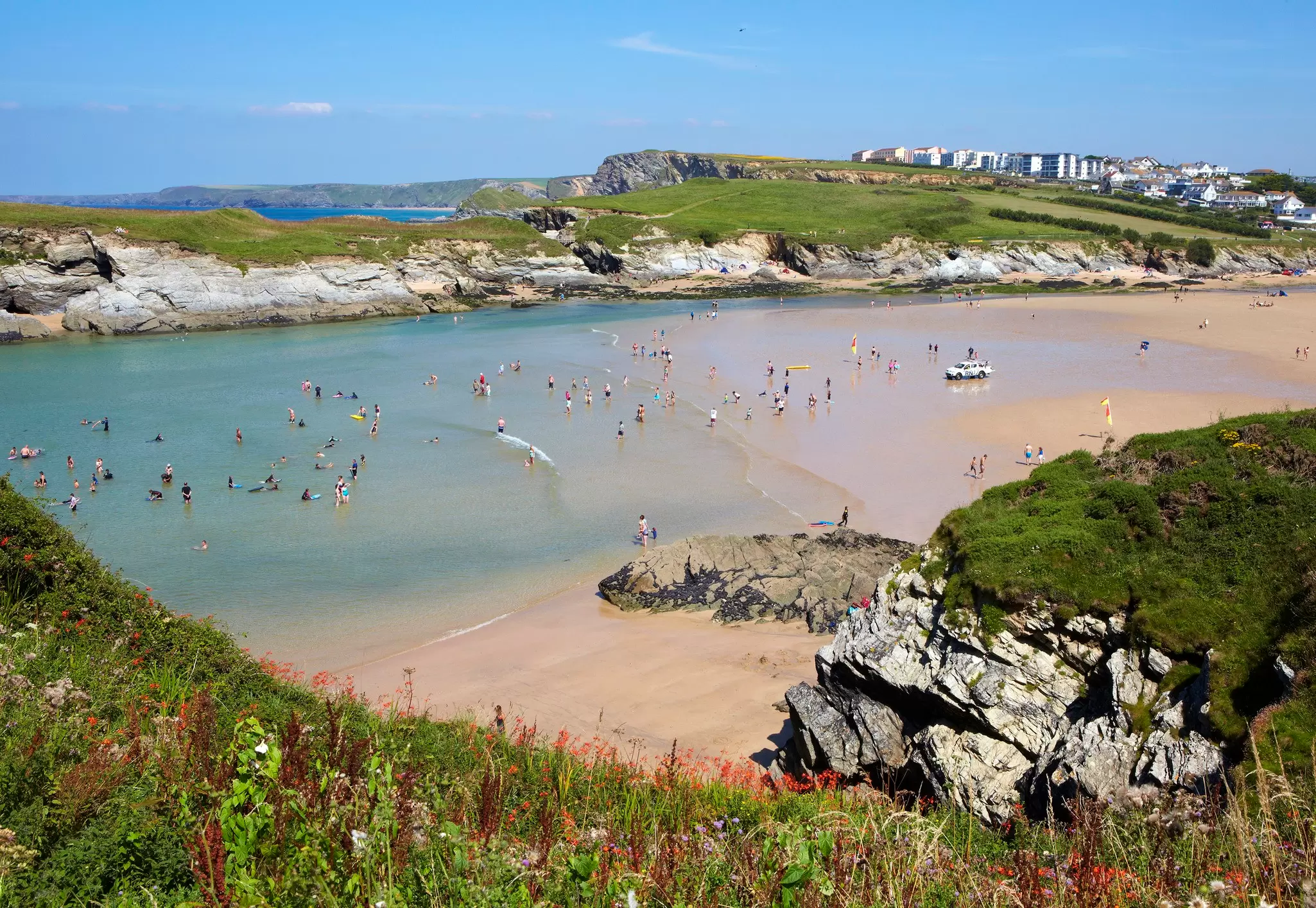 Lusty Glaze Beach in Cornwall, England