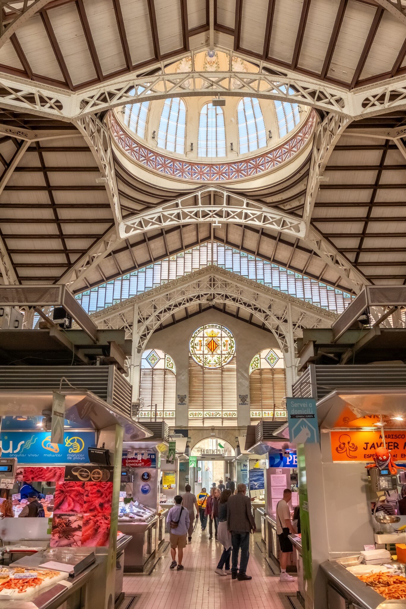 Inside view of the Mercado Central in Valencia, Spain.