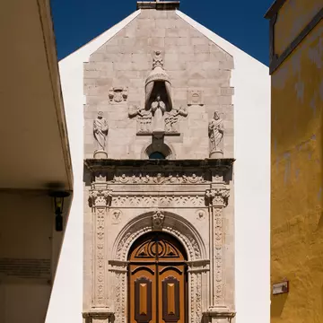 Facade of the Igreja da Misericórdia in Tavira, Portugal.