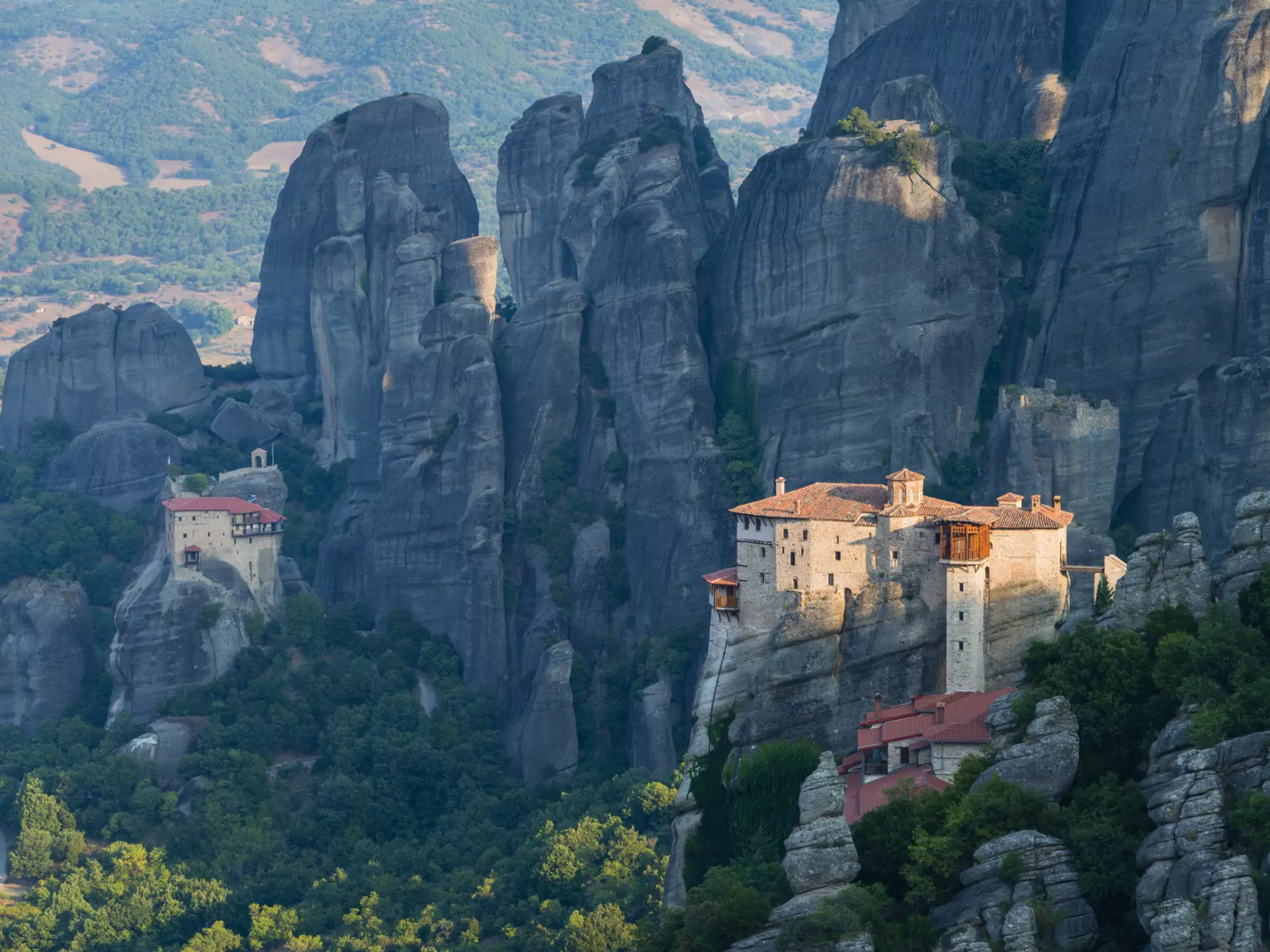 Monastery Moni Agiou Rousanou, built upon sandstone pillars in World Heritage-listed Meteora.