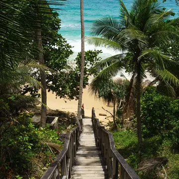 A photo of the stairway leading down to the small and secluded Naithon Beach in Phuket, Thailand. , License Type: media, Download Time: 2026-04-21T20:08:07.000Z, User: LP_ZRay, Editorial: false, purchase_order: 65050 - Digital Destinations and Articles, job: Lonely Planet, client: App Content, other: Zayira Ray
