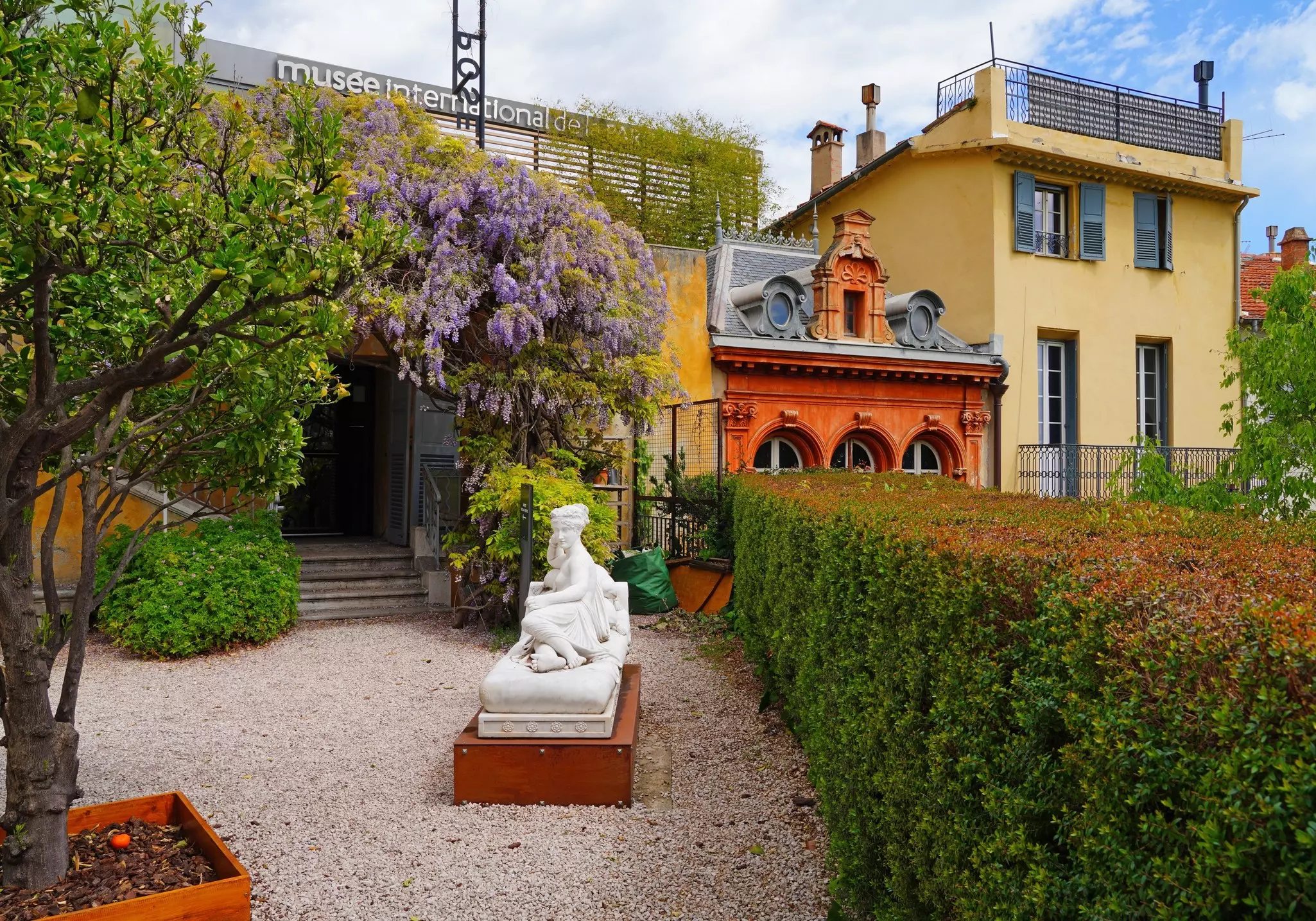 A statue in the garden at the Musée International de la Parfumerie in Grasse, France.