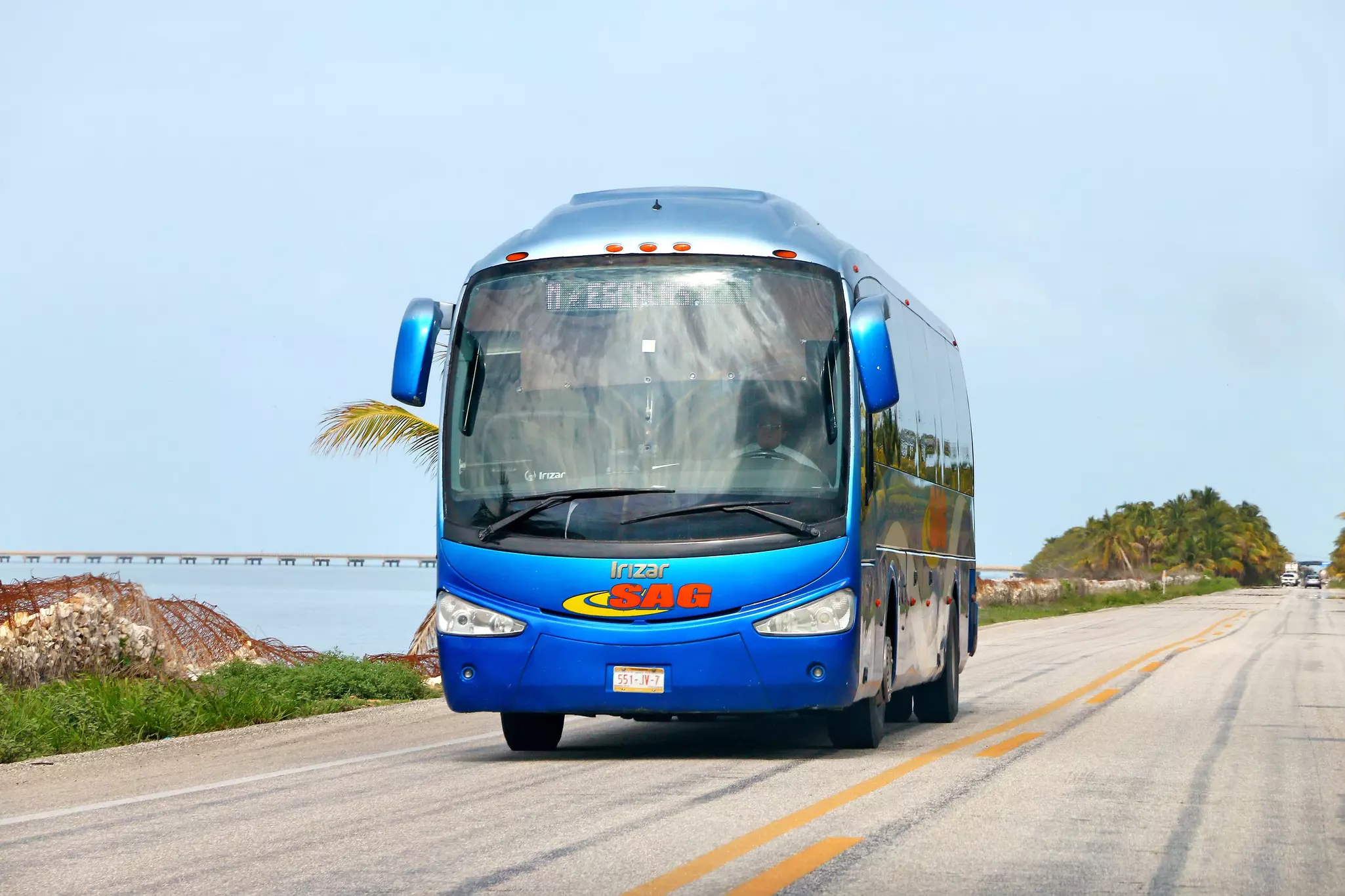 Campeche, Mexico: Touristic coach bus Irizar i5 at the interurban road.