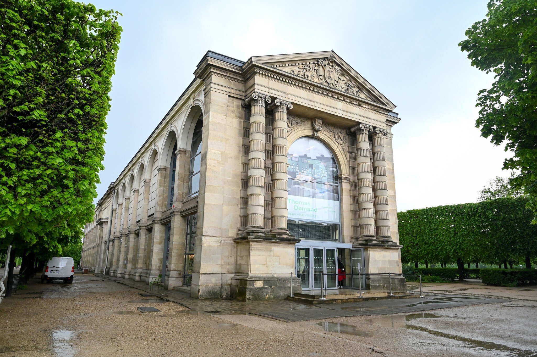 Wide-angle exterior of Jeu de Paume museum. Art centre for photography and media. Paris, France.