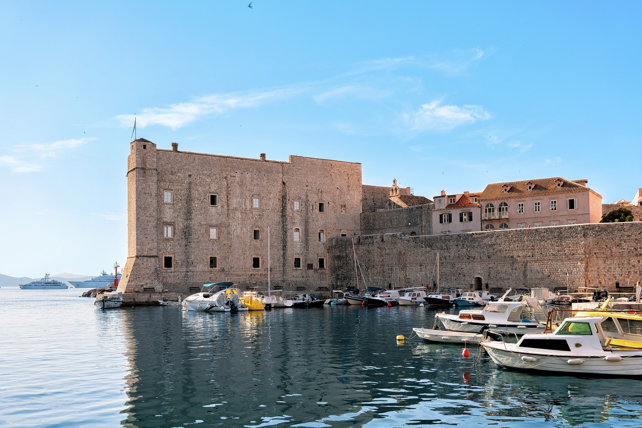 St John Fort and Sailing boats in the Old port in the Adriatic Sea in Dubrovnik, Croatia, License Type: media, Download Time: 2026-02-23T21:44:42.000Z, User: LP_YKhanna, Editorial: false, purchase_order: 65050 - Digital Destinations and Articles, job: LP, client: App Content, other: Yuvraj Khanna