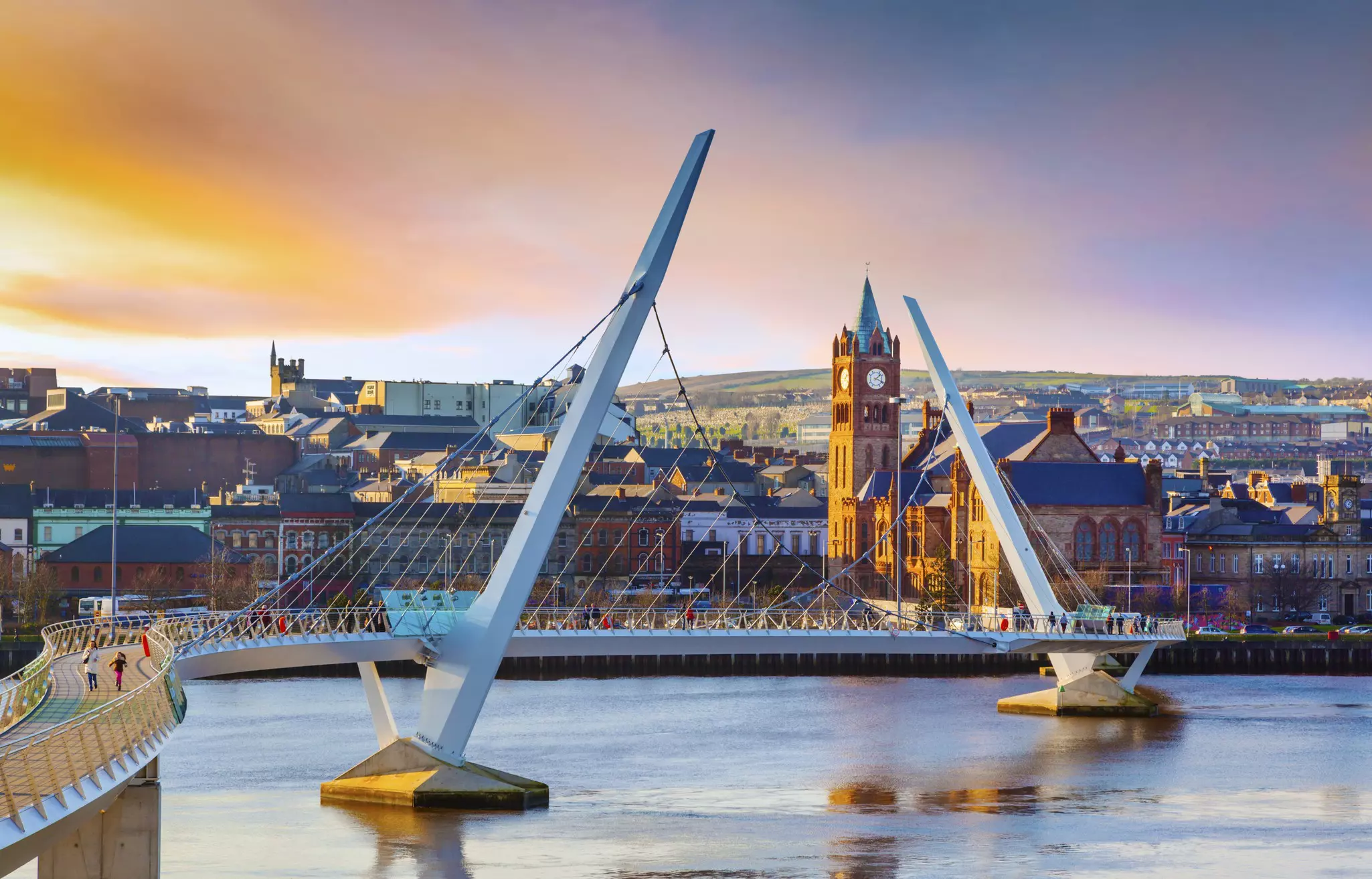 The Peace Bridge across the River Foyle in Derry.