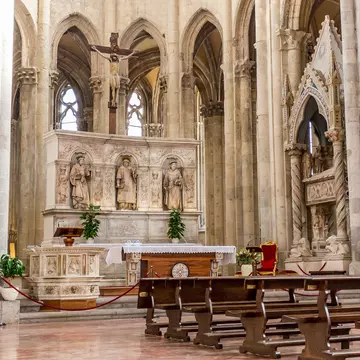 The interior of the Basilica di San Lorenzo Maggiore in Naples, Italy.