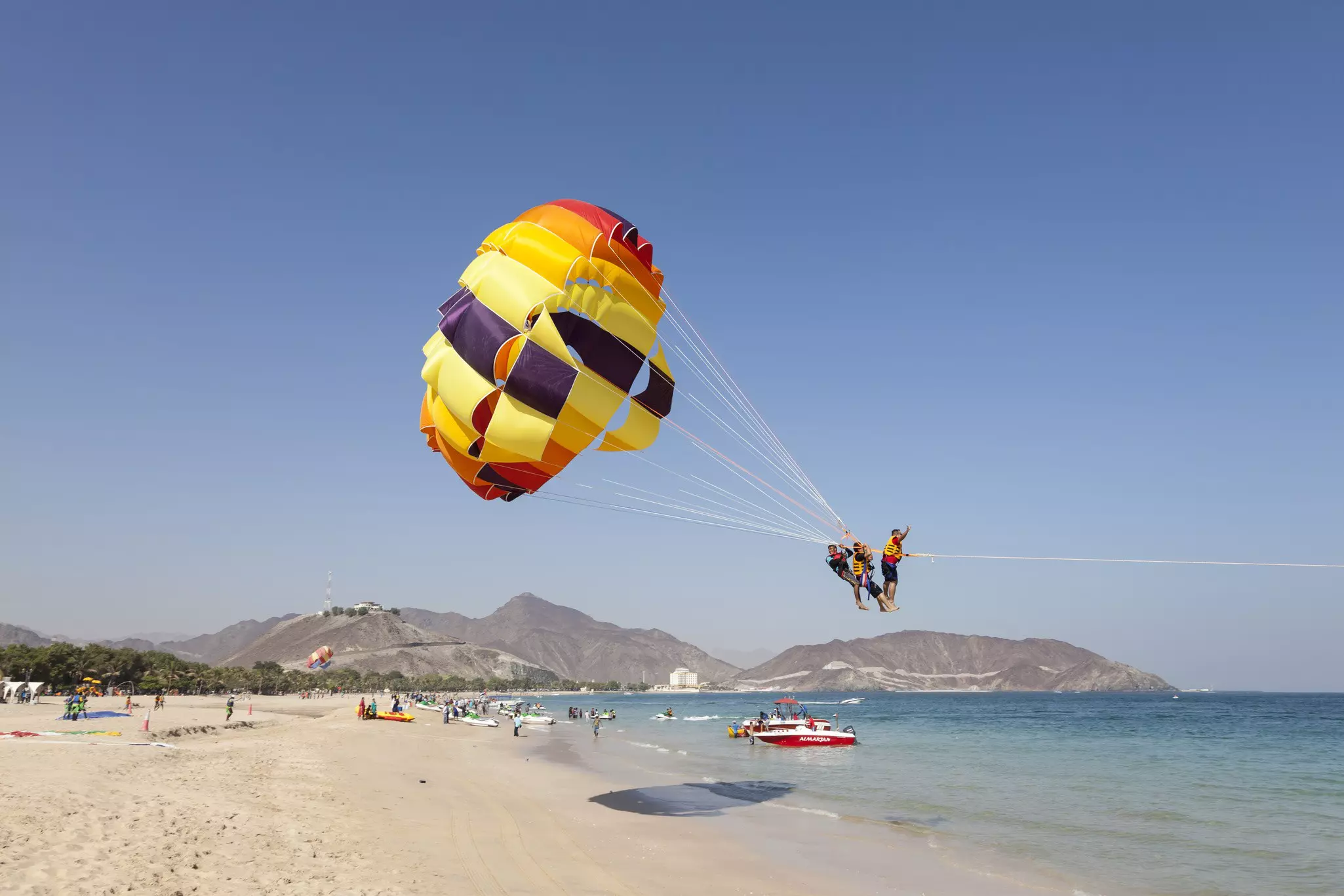 Parasailing on the beach in Khor Fakkan.