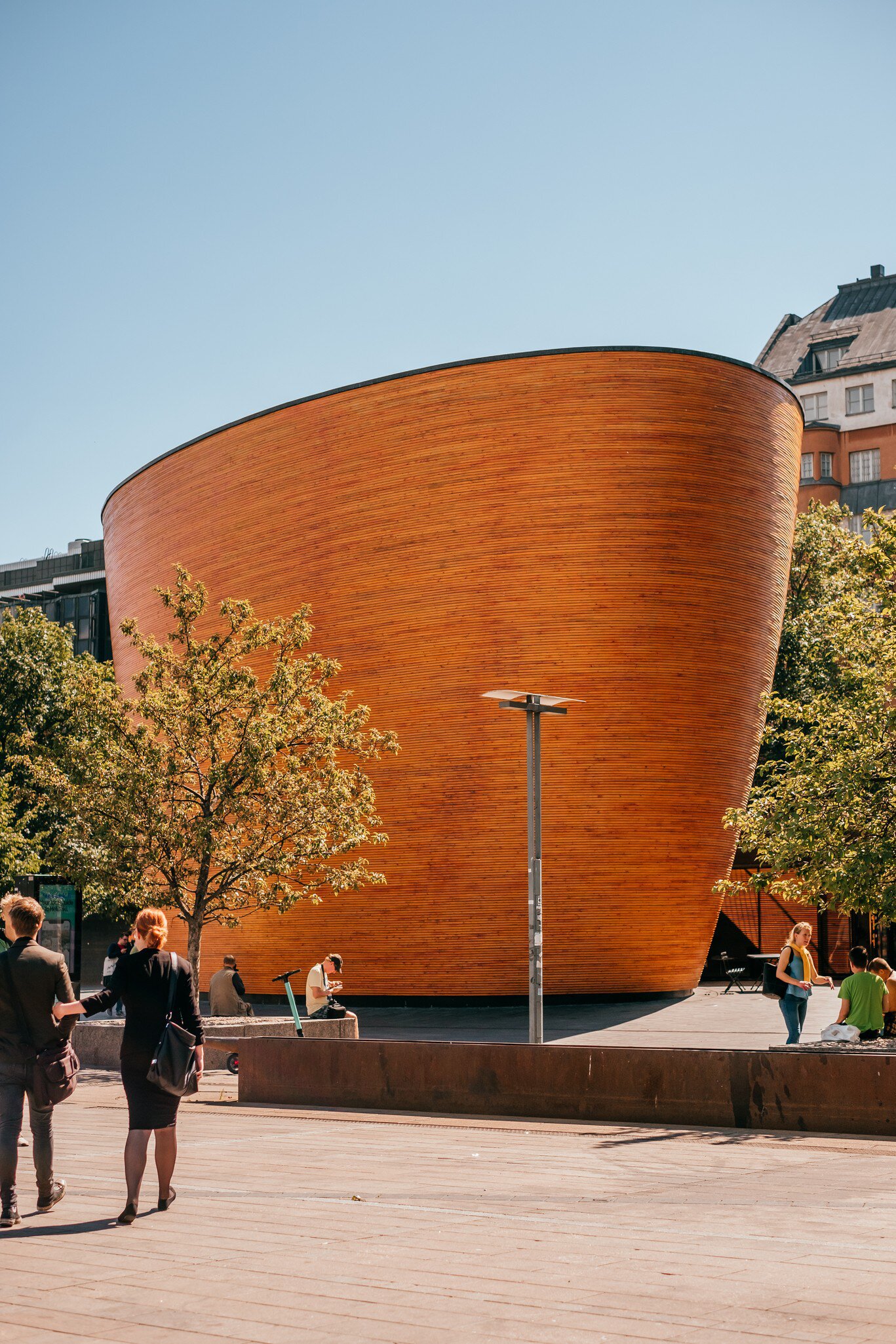 Helsinki, Finland - June 30, 2019: The Kamppi Chapel, also known as the Chapel of Silence, is a chapel in Kamppi, Helsinki.  License Type: media  Download Time: 2023-03-16T19:26:00.000Z  User: Norma.PrauseBrewer_LonelyPlanet  Is Editorial: Yes  purchase_order:   