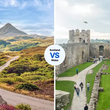 Left: Scottish Highlands. Right: Conwy Castle, Wales. iStock