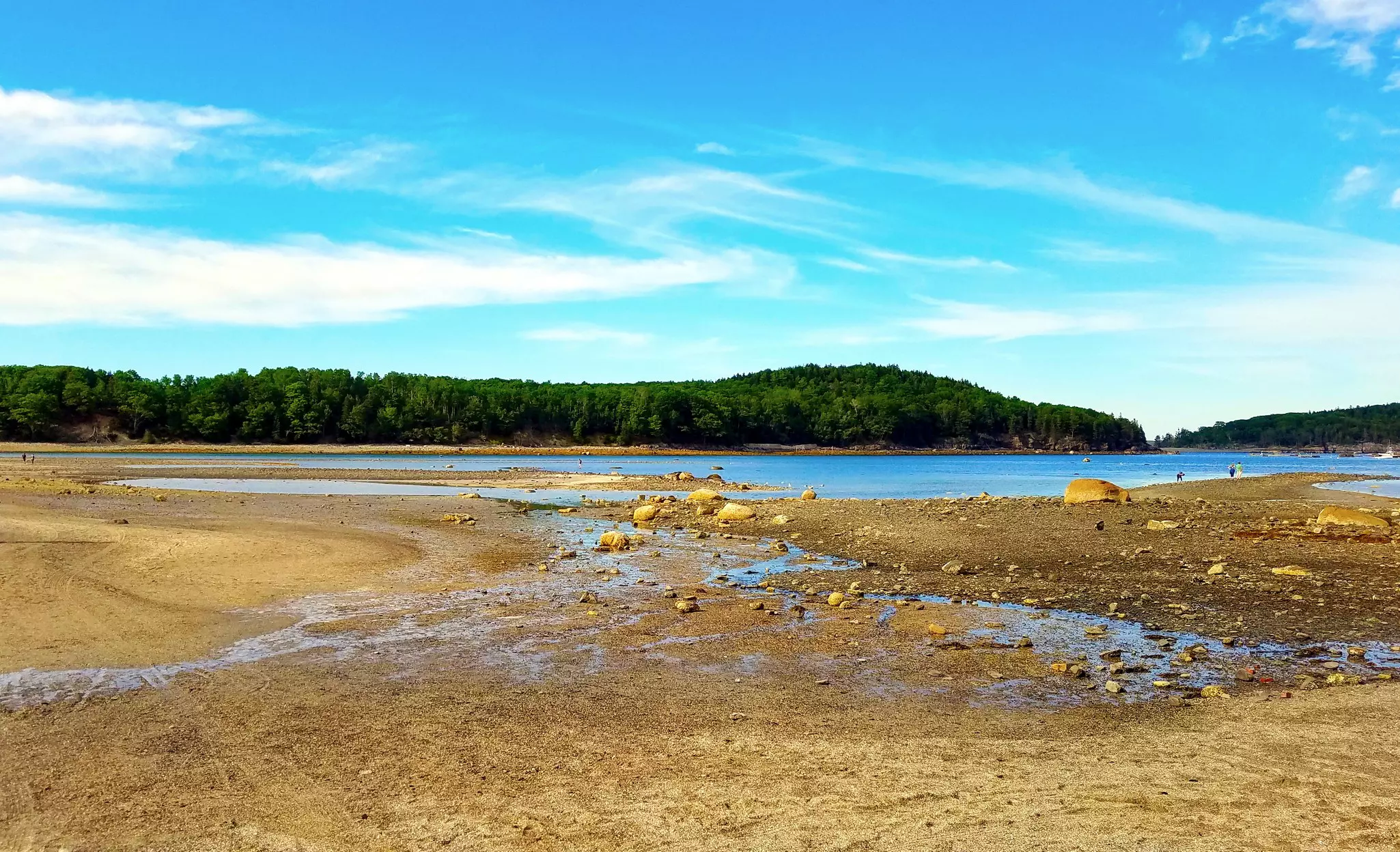 Sand bar connecting to Bar Island in Bar Harbor, Maine