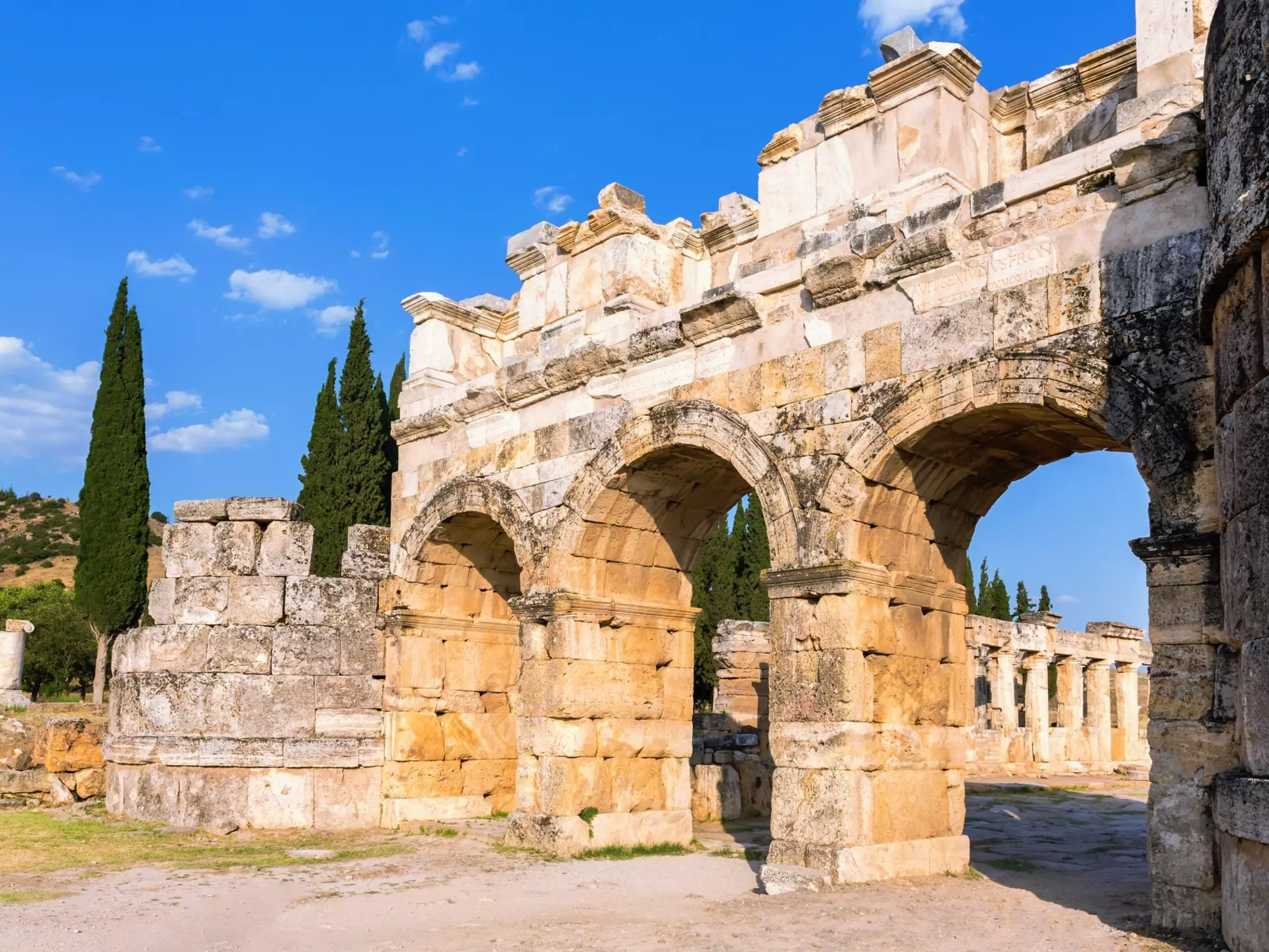 Frontinus Gate, which was the entrance to the ancient city of Hierapolus, in Denizli. Ella_Ca/Shutterstock