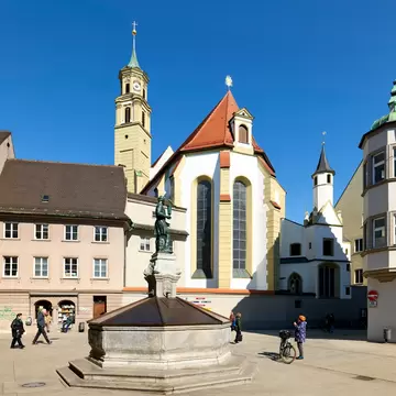 Facade of St. Anne's Church in Augsburg, Romantic Road, Bavaria, Germany.  