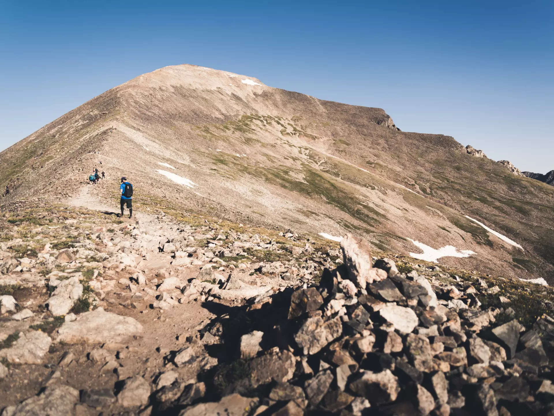 People hiking up the steep section of Quandary Peak in Colorado.   License Type: media  Download Time: 2023-05-12T01:48:19.000Z  User: dermothegarty77  Is Editorial: No  purchase_order: