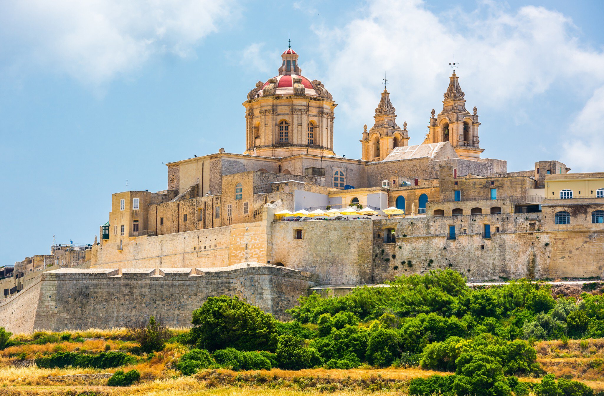 scenic view on historical town of Mdina in Malta