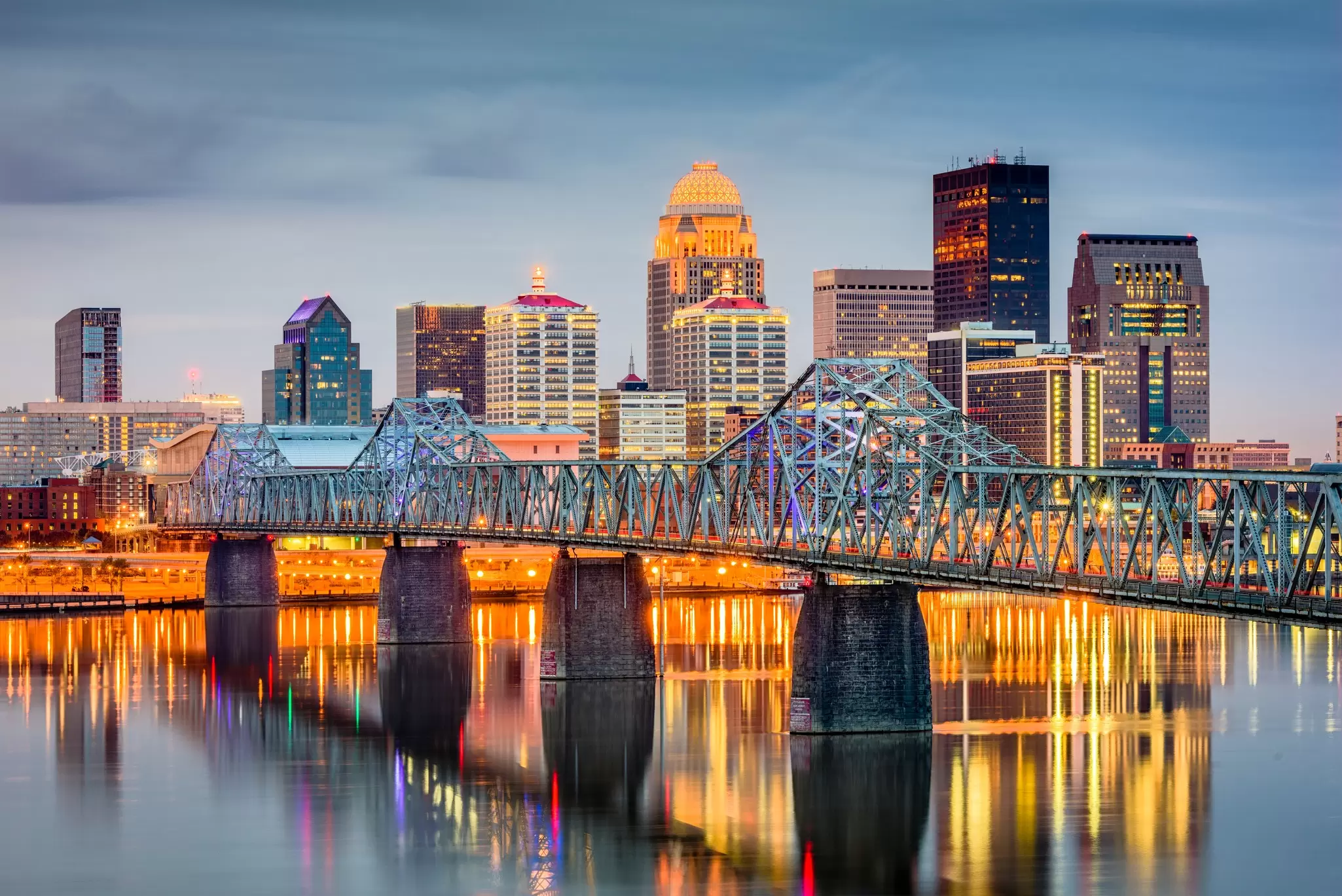 The skyline of Louisville, Kentucky, and the George Rogers Clark Memorial Bridge. Sean Pavone/iStockphoto/Getty Images