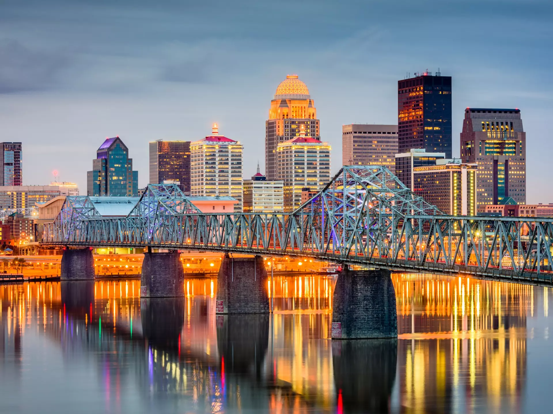The skyline of Louisville, Kentucky, and the George Rogers Clark Memorial Bridge. Sean Pavone/iStockphoto/Getty Images