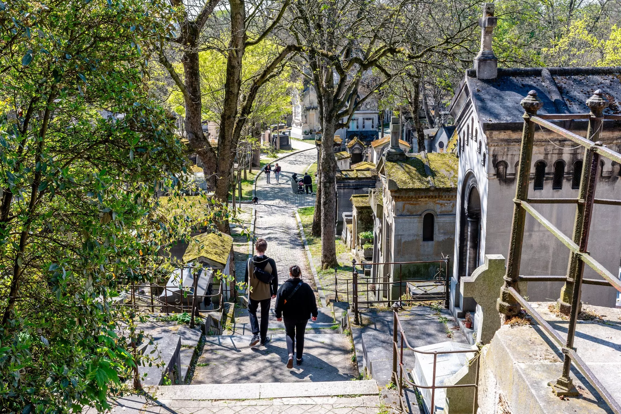 Tourists at the Père Lachaise Cemetery in the 20th arrondissement  of Paris.