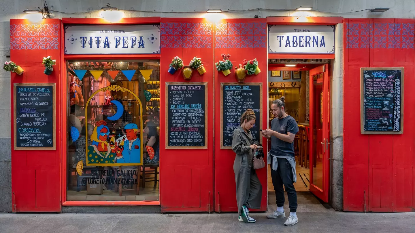 Exterior of the restaurant La Tita Pepa in La Latina district in Madrid, Spain
