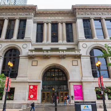 Entrance to the Chicago Cultural Center in Chicago, Illinois.