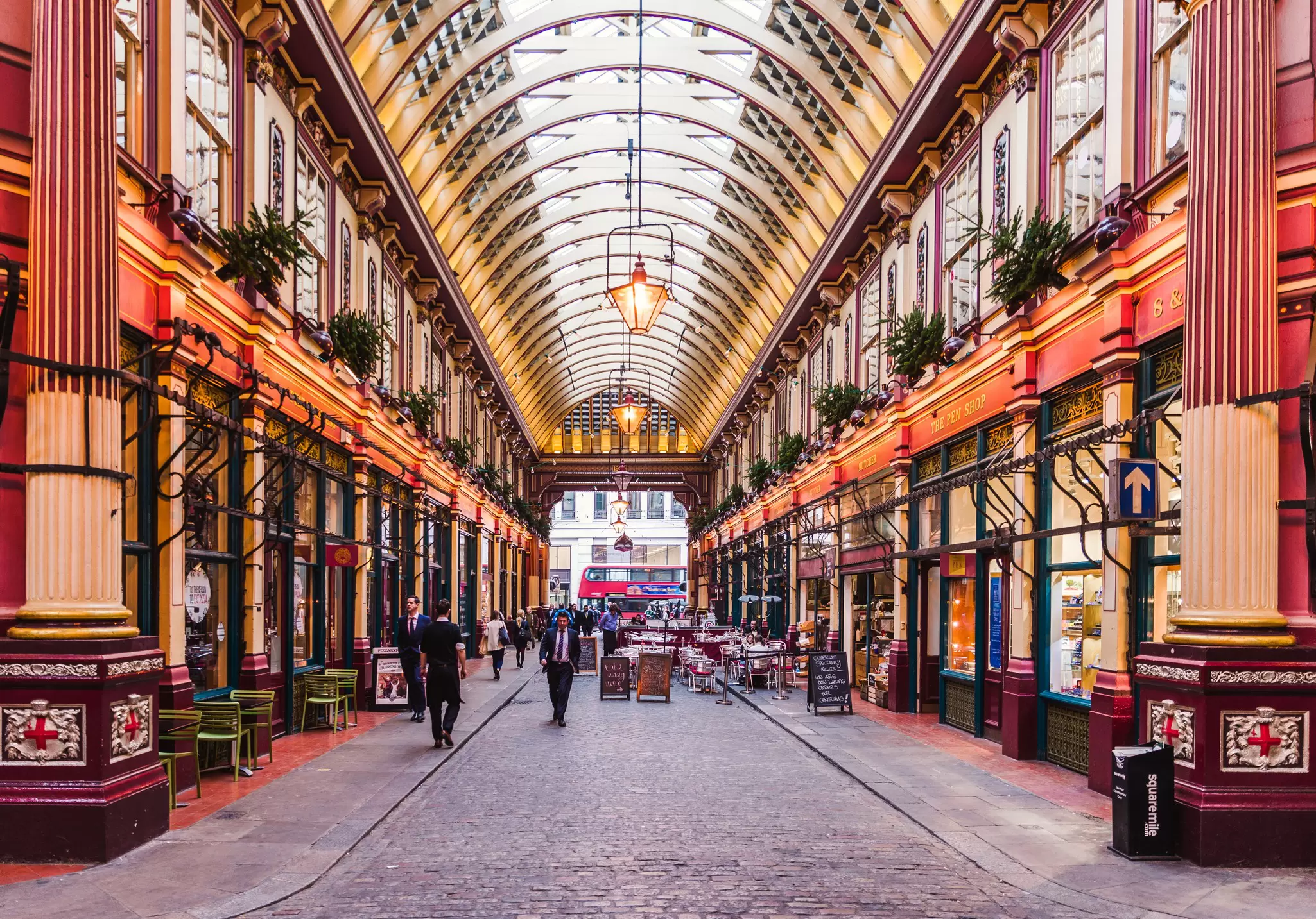 View from inside Leadenhall Market in London, UK.