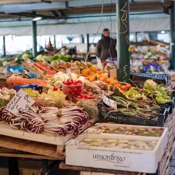 Fresh fruit and vegetables for sale in a market.