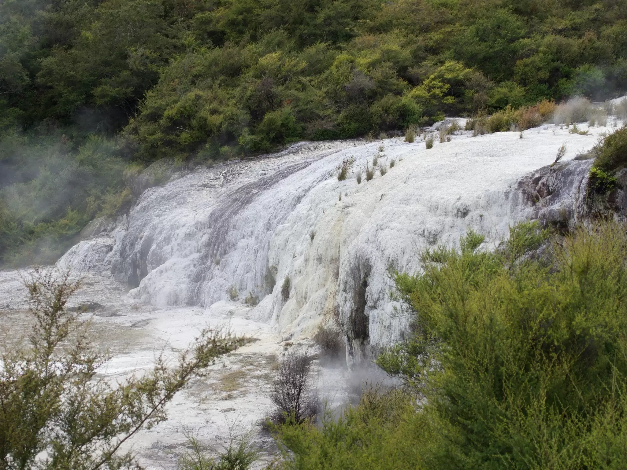 A geothermal waterfall at Orakei Korako in New Zealand (Aotearoa). 