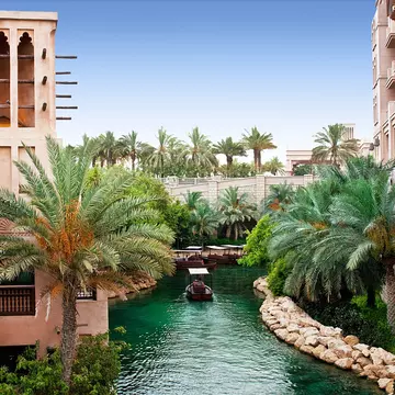 Boat on a canal through Madinat Jumeirah, Dubai