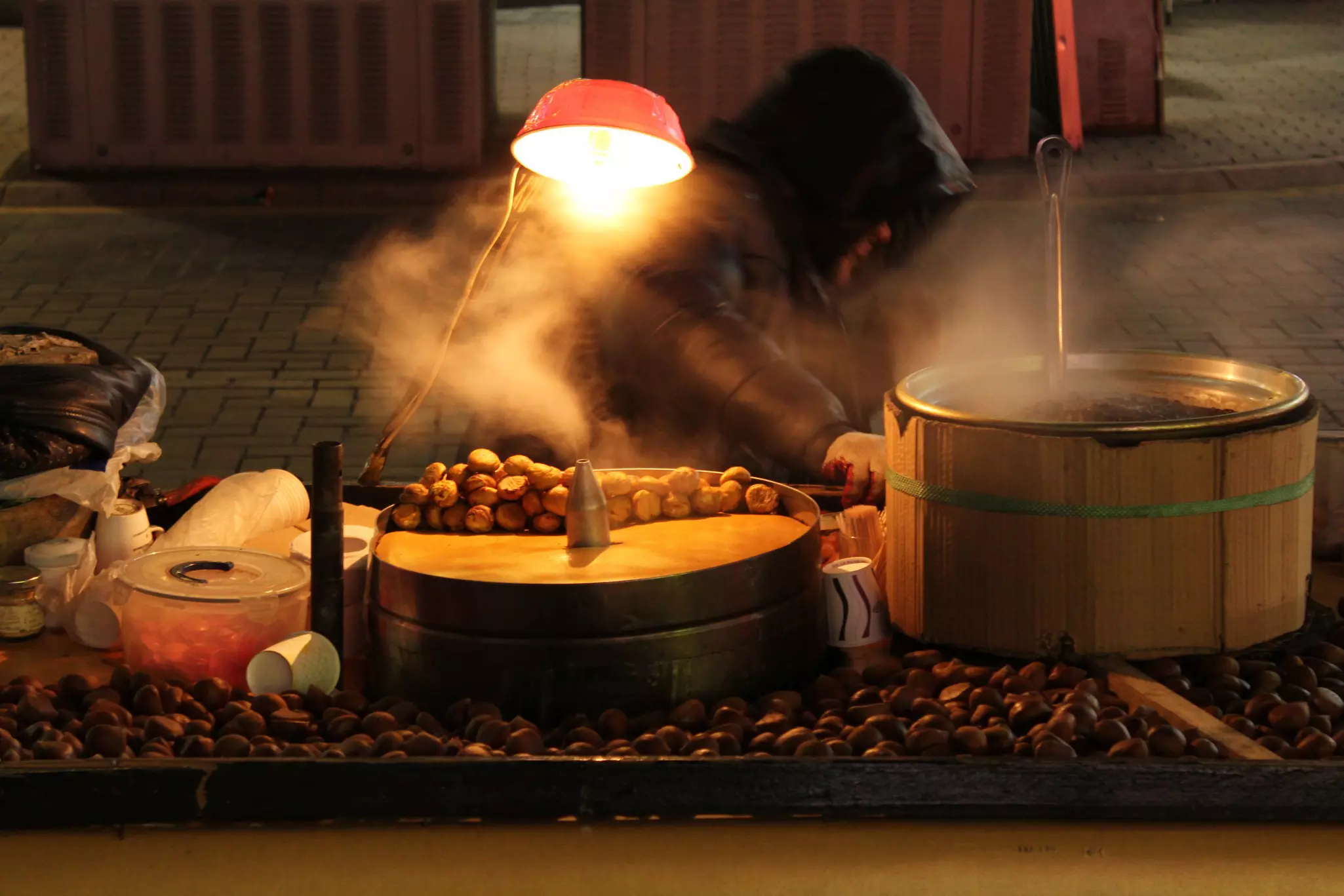 Chestnut street vendor in winter.