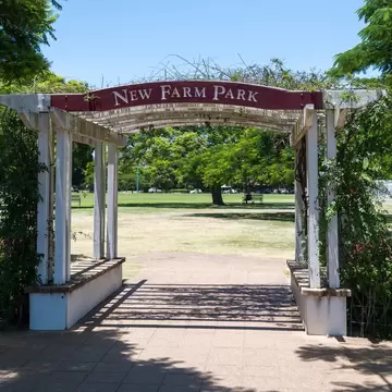 Entrance and pathway into New Farm Park in Brisbane, Australia.