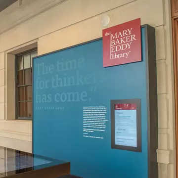 View of the Mary Baker Eddy Library in Boston, Massachusetts.