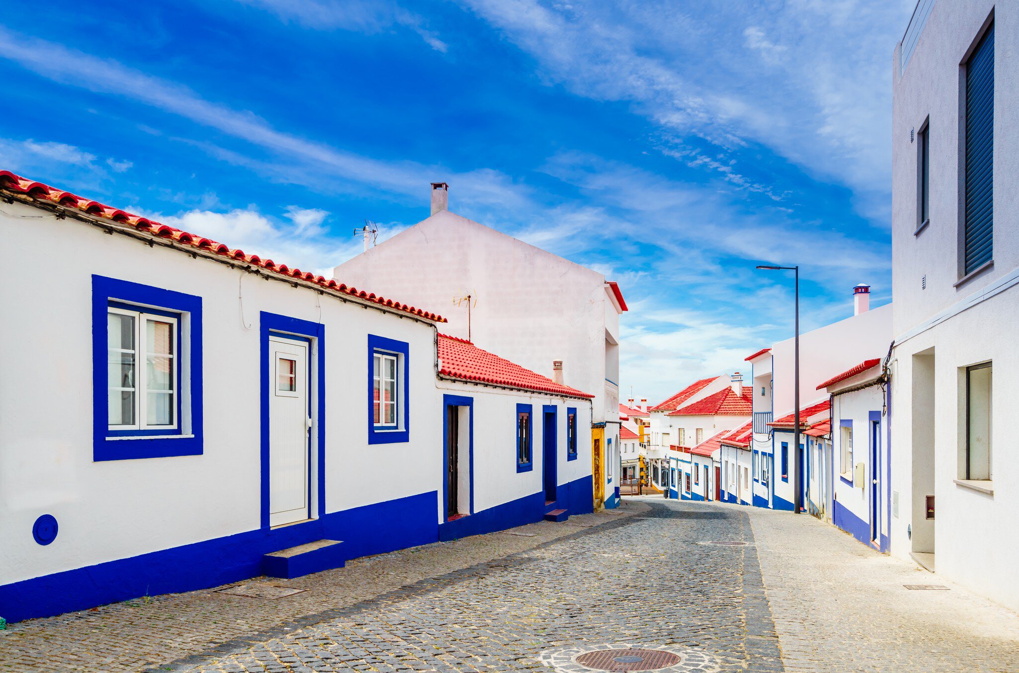 Portuguese church in the village of Vila Nova de Milfontes Odemira Alentejo region Portugal