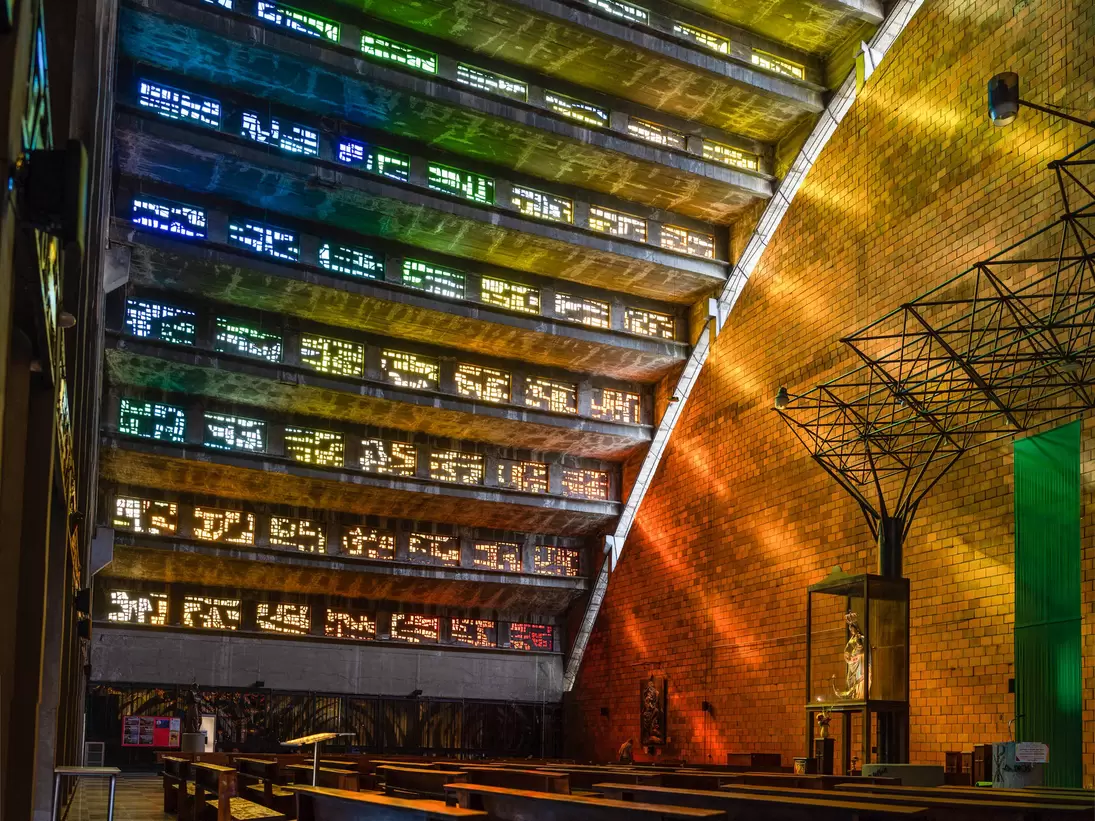 Iglesia El Rosario's interior is a colorful celebration.