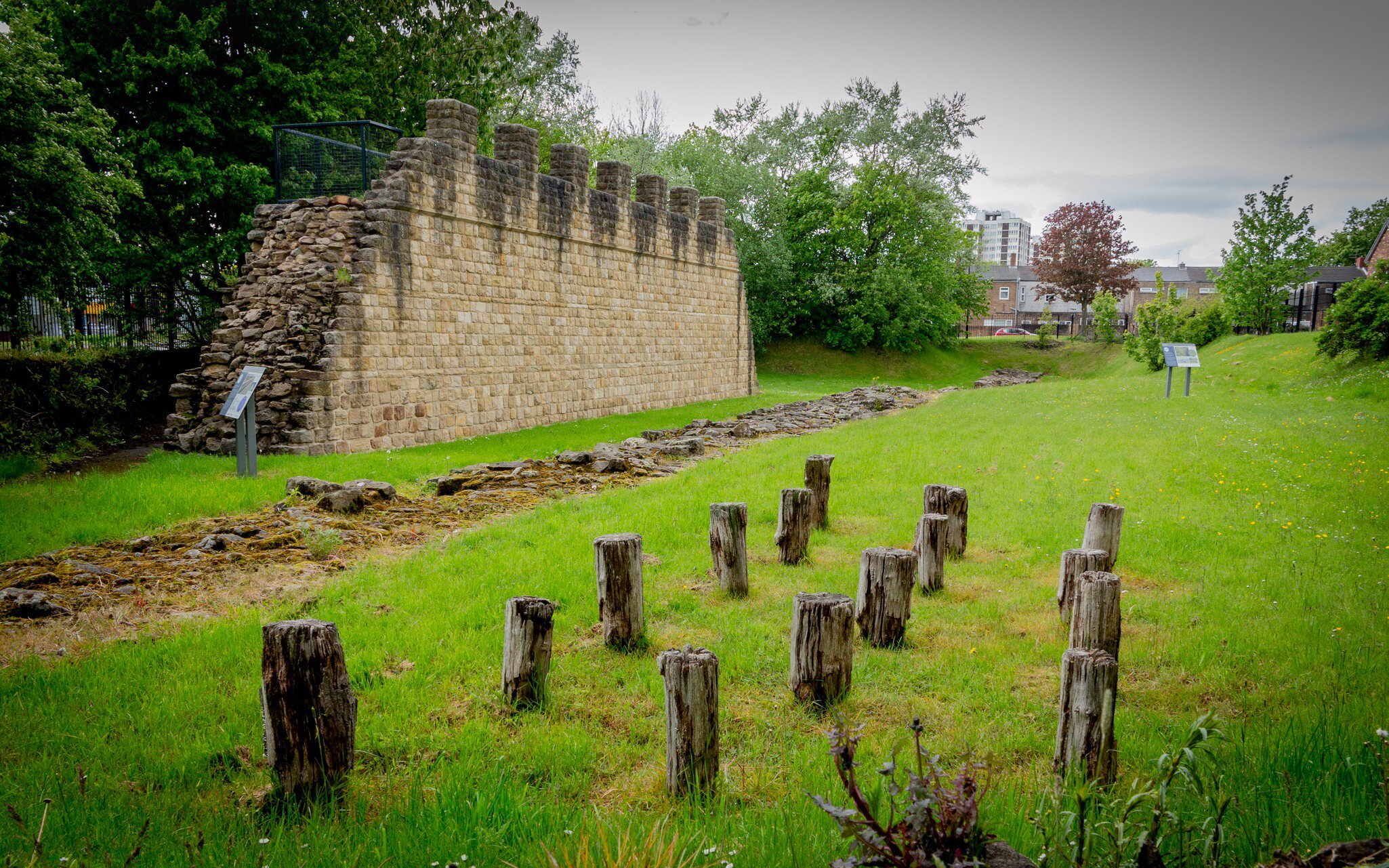 Wallsend, Tyne and Wear  England - May 22 2021: Partly rebuilt section of Hadrians Wall at Wallsend Segedunum Roman Fort., License Type: media, Download Time: 2025-01-13T01:01:33.000Z, User: claramonitto, Editorial: true, purchase_order: 56530 - Guidebooks, job: Global Publishing-WIP, client: Great Britain 16 , other: Clara Monitto