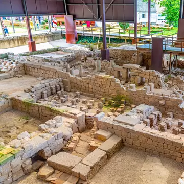 Remains of the Roman public baths in Braga, Portugal, the Termas Romanas do Alto da Cividade.